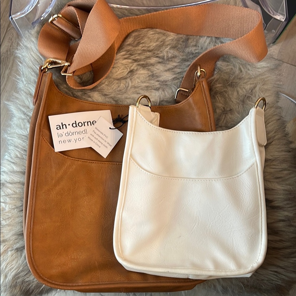 Vegan Leather Camel and White Women Bags Set